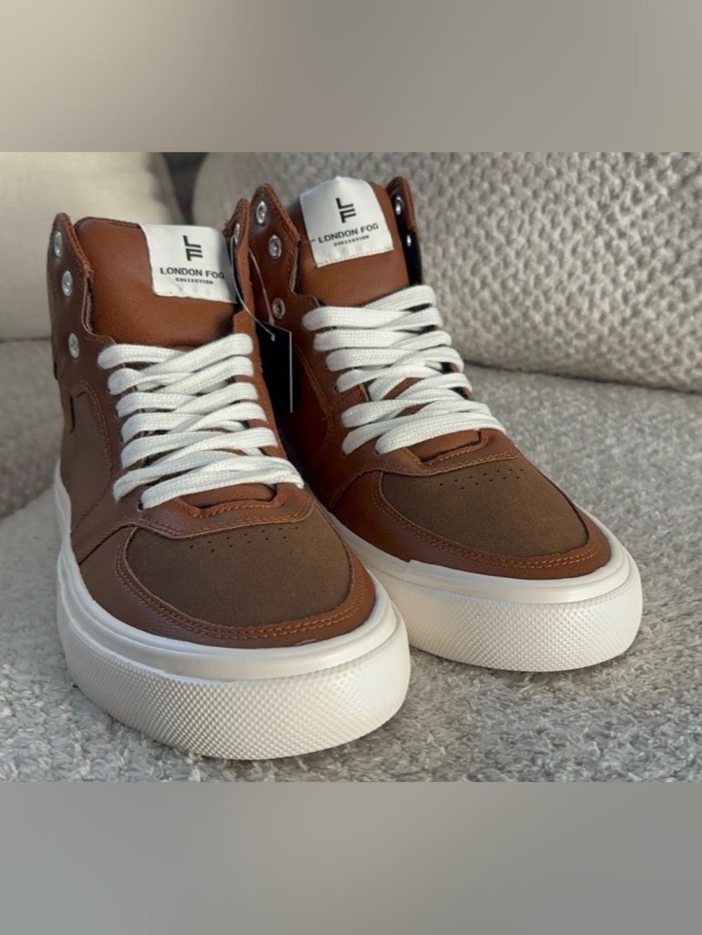 London Fog Men’s Brown and White High-Top Sneakers
